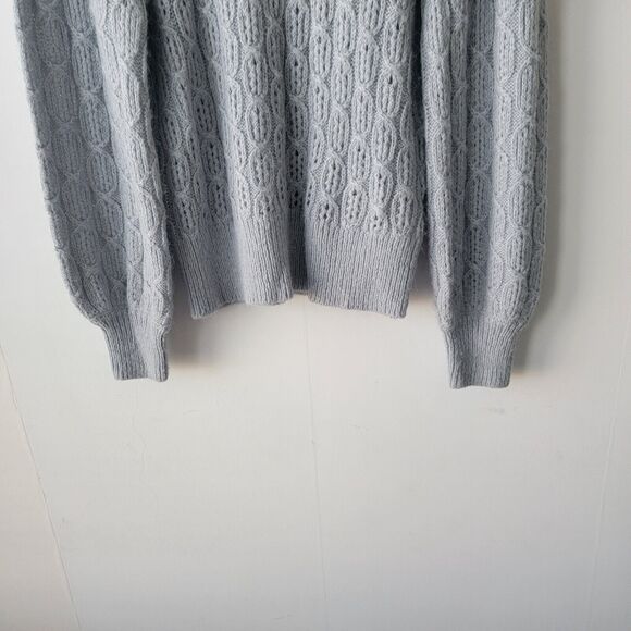 j crew BD619  sweater  womens size M Balloon-sleeve cable-knit - Picture 4 of 8